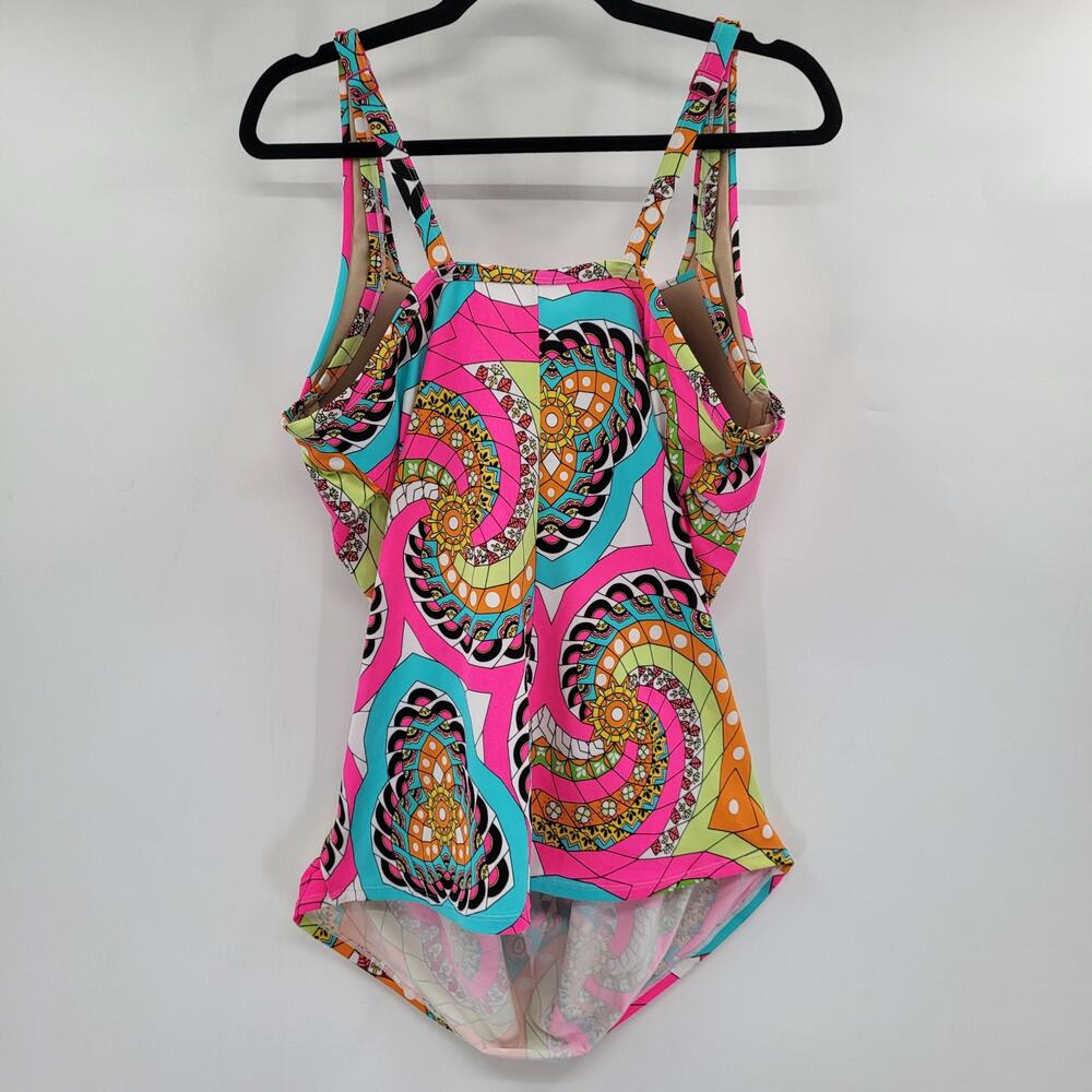 Lane Bryant Bright Colorful Geometric Print Tankini Swim Top Women's Plus Sz 42C - Picture 3 of 6